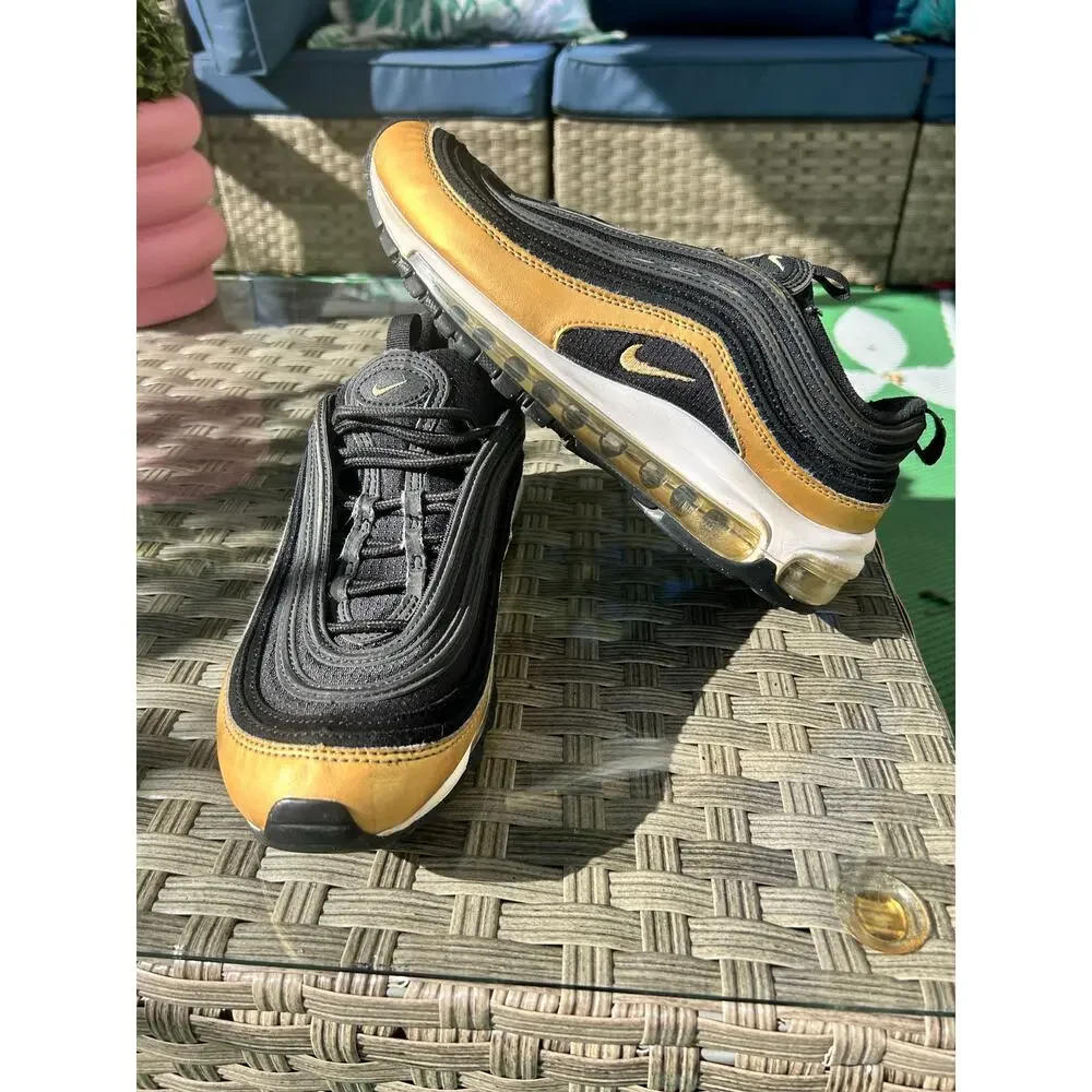 Nike Air Max 97 Black Metallic Gold Youth 7Y - Picture 7 of 8